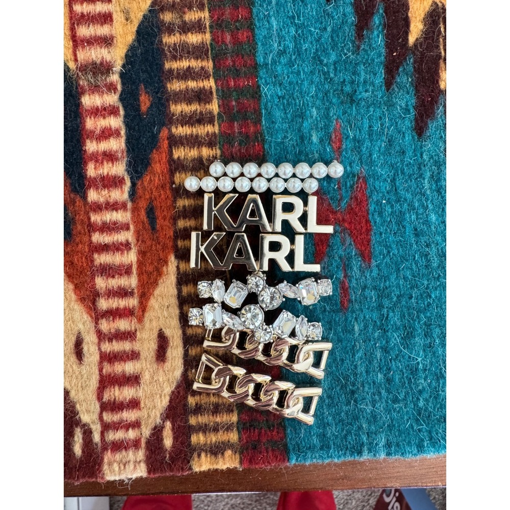 Karl Lagerfeld Embellished Charms Gold‎ Silver Tone Pearls Rhinestones Set